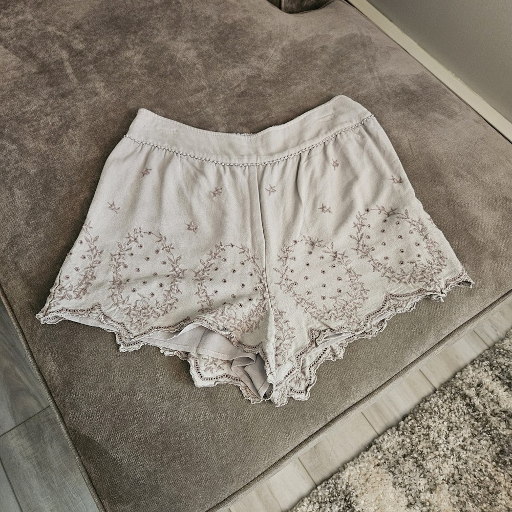 Knox Rose Boho Taupe Eyelet Lined Shorts Size Large